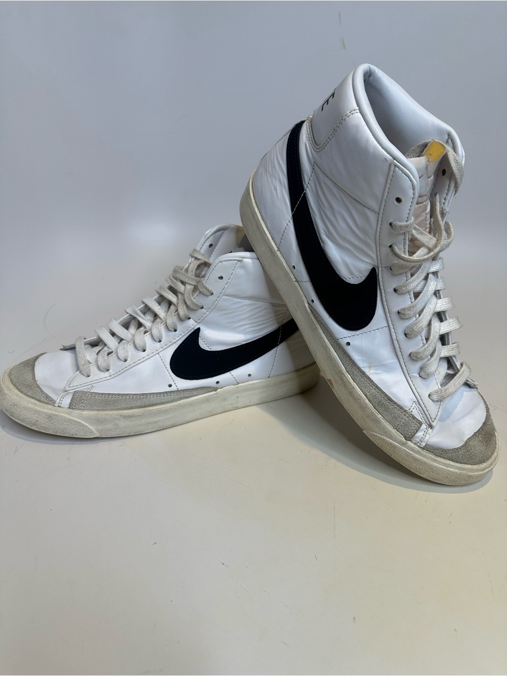 Nike White Black Cream High-Top Sneakers with Orange Logo - Picture 7 of 8